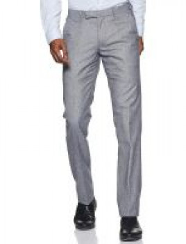 Solid Brown Men Formal Pant Loose Fit